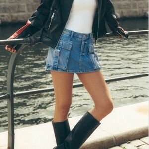 Free People Denim Cargo Mini Skirt